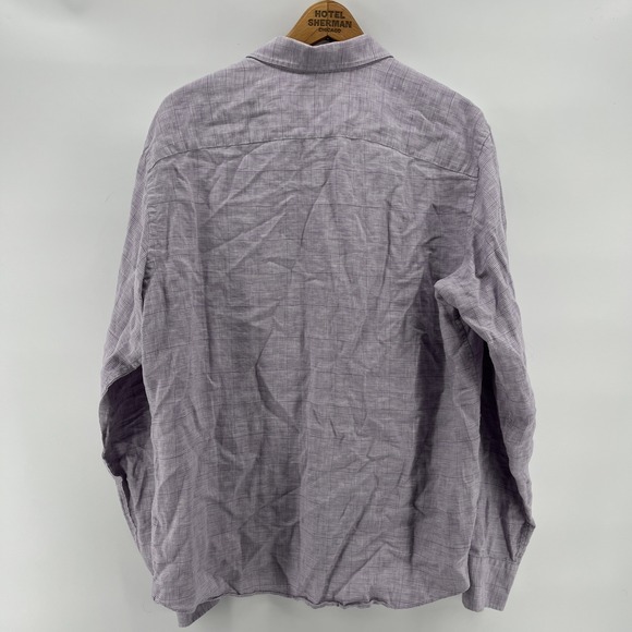 Untickit L/S 100% Linen Shirt Men's Large Purple Button Front Vacation Beachy - Picture 6 of 8